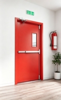Porte coupe-feu en acier galvanisé certifiée UL 60/90/120 minutes pour bâtiments publics avec protection contre la fumée et le feu