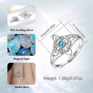 Anello Nodo della Strega con Opale Blu Magico Merryshine, Argento Sterling 925, Anillo Plata 925, Gioiello Regolabile Stile Irlandese - Product Image 4