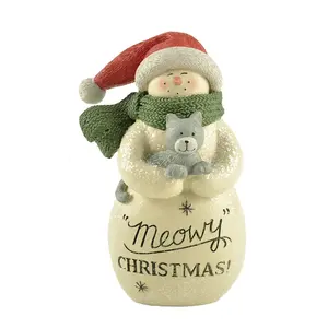 Bán Buôn Kỳ Nghỉ Trang Trí Trong Nhà Quà Tặng Giáng Sinh Resin Snowman Bức Tượng Với Con Chó Và Mèo