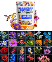 Mezcla Natural de 23 Variedades de Flores Silvestres Anuales 100% Sin OGM a Granel para Pájaros y Mariposas para Uso en Jardineras de Suelo y Macetas de Jardín