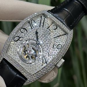 공장 최신 럭셔리 디자이너 자동 시계 투르비용 무브먼트 남성용 시계 다이아몬드 시계 가죽 스트랩 - Product Image 3