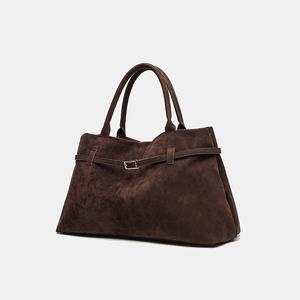 Bolso de Mano <span class=keywords><strong>Vintage</strong></span> para Mujer, Bolso de Gran Capacidad para el Trabajo, Elegante Bolso de Hombro de Gamuza y Felpa - Product Image 3