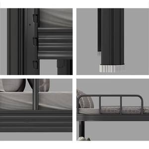 Lit simple en acier métallique moderne, gain de place, noir, pour la maison, le dortoir, l'appartement, l'hébergement - Product Image 6