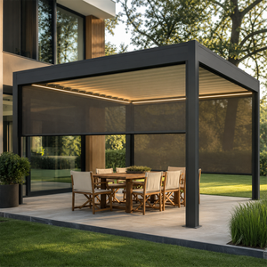 Pergola en aluminium thermolaqué RKOVE avec écran rétractable motorisé pour patio arrière - Product Image 6