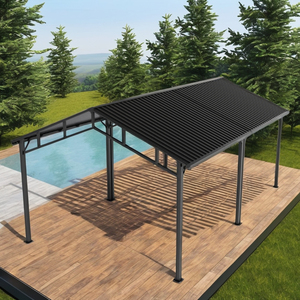 Pergola en aluminium à cadre en A pour terrasses de cour extérieures utilisées pour les loisirs et le divertissement Gazebos ou carports pour le stationnement de voiture - Product Image 3