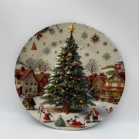 Assiette en plastique à motif de sapin de Noël et de flocon de neige, assiettes de présentation festives et ensemble d'assiettes décoratives, décoration de table de fête