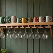 Portabicchieri da Parete, <span class=keywords><strong>Portabottiglie</strong></span>, Accessorio Bar, Portaoggetti, Pallet in Legno, Decorazione Bar, Portabicchieri da Vino - Product Image 2