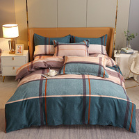2025 broderie couette velours ensemble de draps rayure housse de couette blanc hôtel couvre-lit drap blanc hôtel draps