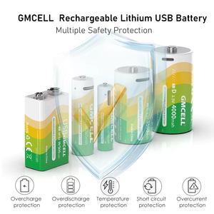 Batterie Ricaricabili USB al <span class=keywords><strong>Litio</strong></span> OEM <span class=keywords><strong>AA</strong></span> AAA 6F22 Formato C Formato D 9V Li-Ion Tipo-C 1,5 Volt - Product Image 4
