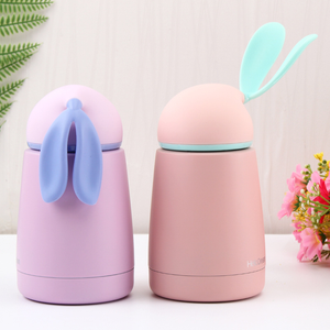 Lapin de qualité alimentaire double paroi mini flacon mignon en acier inoxydable 300ml retour à l'école enfants isolé garder au chaud et au froid - Product Image 3