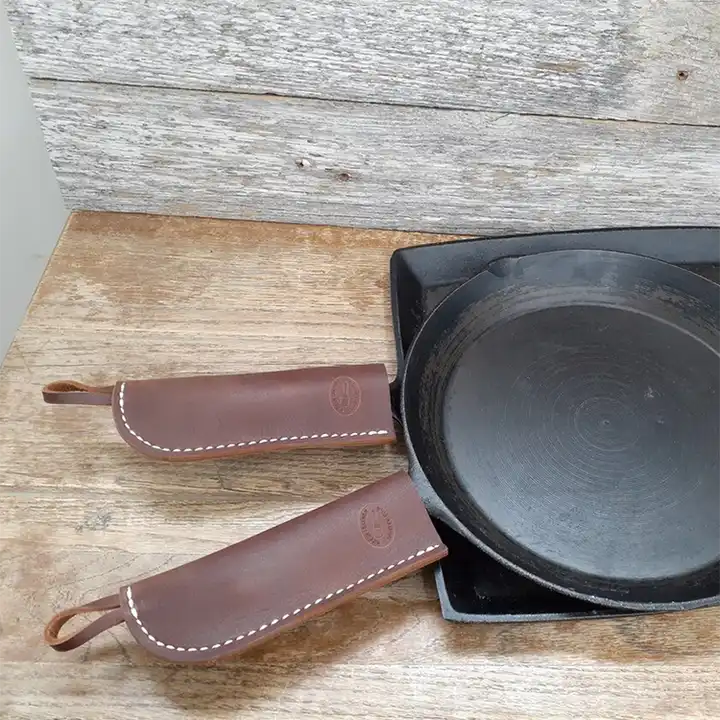 genuine leather cast iron skillet handle