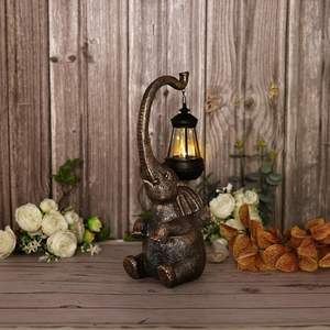 Waterdichte Patio Tuin Gazon Decoratie Hars Koperen Olifant Beeldje Solar Tuin Licht - Product Image 4