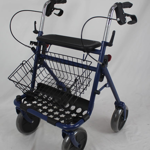 Andador Plegable de Acero Azul con Cesta para Personas Mayores, Carrito de Compras - MK MK07028, Freno en U, Capacidad de 136 kg, Certificado CE - Product Image 1
