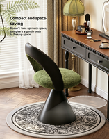 Tabouret de toilette de luxe de style italien, 360 °   Chaise de maquillage pivotante avec dossier pour table de toilette de chambre à coucher, chaise rembourrée pour nail art