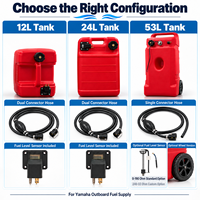 Réservoir de carburant marin LINDA 12L 24L 53L en HDPE avec capteur de niveau de carburant, tuyau assorti et options de roues de 53L pour moteur hors-bord Yamaha