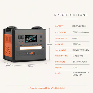 Station d'alimentation portable solaire Q2402M 2500W AC, capacité énergétique 2304Wh, stock UE/USA - Product Image 5