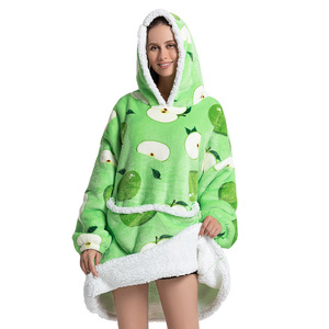 Personalized Printing One Size Fit All Plush Sherpa Cozy Throw Adult <strong>Hoodie</strong> <strong>Blanket</strong> for Women and <strong>Men</strong> - Product Image 2