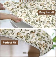Nappe ajustée en polyester tissé à imprimé floral LIVING Daisy, bord élastique, vert sauge, marron, beige, moderne, printemps, été, extérieur