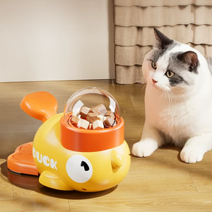 Interaktif kedi bulmaca tedavi dağıtıcı sarı ördek şekilli zenginleştirme oyuncak kediler köpekler için - Product Image 1
