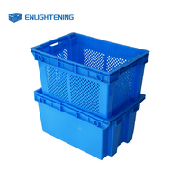 Caisse en plastique perforée pour fruits de mer, empilable et emboîtable, pour poissons et crevettes