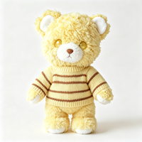 Adorable ours en peluche à poils bouclés avec pull rayé en tricot, doux et confortable, compagnon de compagnie, cadeau, jouet en peluche