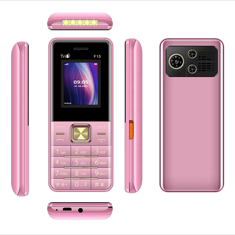 F15 अनलॉक 1.77 इंच सेल फोन 2जी सस्ते छोटे आकार के डुअल सिम जीएसएम बड़े कीपैड मोबाइल फोन