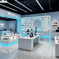 Comptoir d'exposition LED Tech Style pour téléphones portables, table de démonstration pour smartphones et écouteurs, vitrine électronique pour magasin de détail