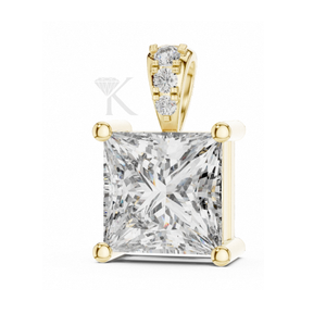 Colgante de Diamante Natural Corte Princesa Flotante Estructural, Chapado en Plata, Lujo, Certificado IGI, Elegante y Fino - Product Image 1