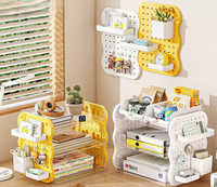 Étagère de rangement murale minimaliste en plastique sans perçage, 3 niveaux, multi-couches, DIY, pour bureau, organisateur de bureau pour enfants, garage