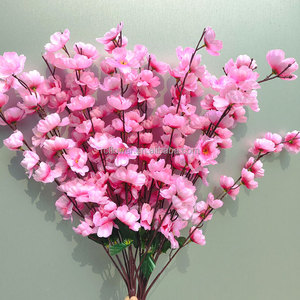 Ramo de flores de melocotón Flores artificiales de seda <span class=keywords><strong>Flor</strong></span> de cerezo Flores artificiales de melocotón para decoración de boda - Product Image 3