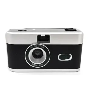 Siver color CUSTOM fuji retro replaceable reusable non disposable reloadable colorful half white reusable film camera with flash