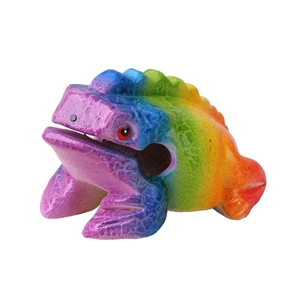 En gros, Jouet en bois sculpté à la main, grenouille multicolore tachetée, instrument de percussion Guiro, bruiteur pour enfant - Product Image 1
