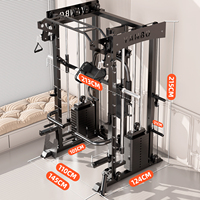 Máquina Smith, Equipo de Fitness Doméstico, Rack de Potencia Multifuncional Integrado, Plataforma para Sentadillas Profundas, Configuración de Gimnasio en Casa/Garaje