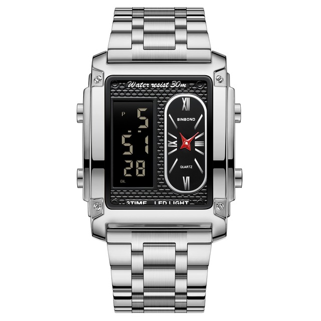 B2311 Men's Luxury Fashion Quartz Wristwatch Square Gold Stainless Steel Business Clock Simple Style Relogio Masculino