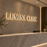 Enseigne LED en métal finition miroir, enseigne rétroéclairée Halo, lettres 3D, enseigne logo LED, lettres lumineuses personnalisées, signalétique lumineuse pour magasin