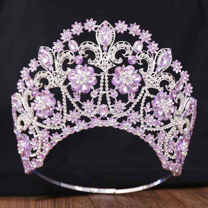 HZ114  Silver  Purple  Crown Tiara