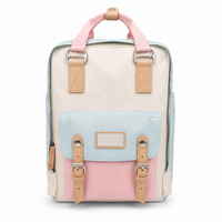 Sac à dos scolaire léger de couleur pastel avec logo personnalisé, compartiment pour ordinateur portable, sac à dos de voyage grande capacité pour étudiants et filles
