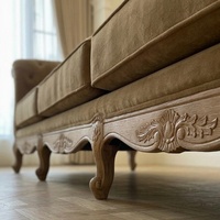 Canapé trois places en bois massif américain, ensemble de salon, tissu avec fermeture éclair, mobilier de villa haut de gamme de style campagne française rétro