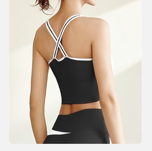 High-intensity Shock-proof Breathable Eco-friendly Simple Front logo Sports <b>Bra</b> Yoga <b>Bra</b> Seamless Push-up Running Fitness Vest - Product Image 4