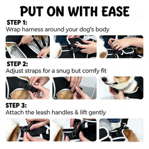 Arnés de elevación reflectante para perros con asa, para perros mayores con lesiones articulares y artritis, ayuda para caminar, soporte para mascotas, arnés de elevación tipo bandolera - Product Image 5
