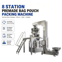 Machine de remplissage et de scellage automatique électrique rotative à 8 stations pour sachets plats préformés à fermeture éclair, pochettes Doypack et films papier