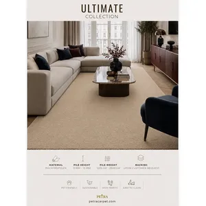 พรมปูพื้นโพลีโพรพิลีนสีเบจเข้ม Petra Ultimate 20220 ความหนา 11-15 มม. เหมาะสำหรับสัตว์เลี้ยง ทนทานต่อการใช้งานหนัก สำหรับห้องนอนและห้องนั่งเล่น - Product Image 3