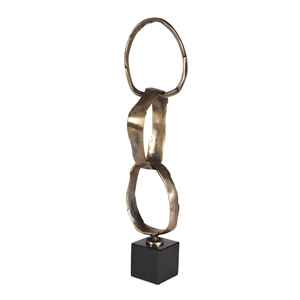 Sculpture de table Art Déco en aluminium sculpté à la main, motif chaîne irrégulière, pour la maison, le bureau ou un cadeau de pendaison de crémaillère - Product Image 1