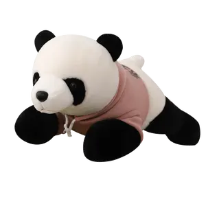 40/60/80cm सुंदर नरम भरवां आलीशान पांडा तकिया गुड़िया खिलौना पशु प्यारा पांडा तकिया सिलेंडर उपहार sweatshirt और टोपी के साथ