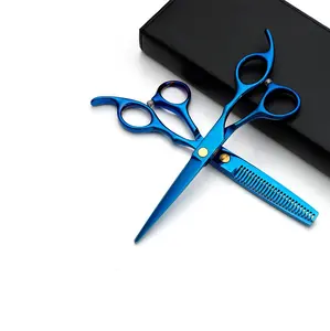 wholesale custom logo beauty salon blue hairdressing scissors for barbers