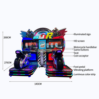 Simulateur de course d'arcade à monnayeur, console de jeu moto deux joueurs, construction métallique, prise en charge de l'anglais, divertissement de conduite