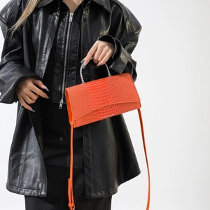 Women Crocodile Pattern Leather Shoulder <strong>Bags</strong> Prom <strong>Clutch</strong> Designer Top Handle Handbags Casual Brown White <strong>Orange</strong> Crossbody <strong>Bags</strong> - Product Image 4