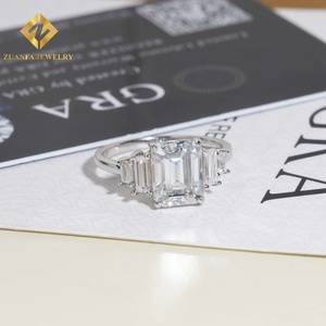 เครื่องประดับเพชรโมอิส3ct เจียระไนจากมรกตแหวนเงินสเตอลิง925แหวนเพชรสำหรับผู้หญิงแหวนเพชรสำหรับหมั้น - Product Image 4