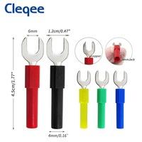 Cleqee P4003 5 Couleurs 6mm Insert Spade Plug avec 4mm Socket Jack U Type et Y Type Harpons Convient pour 4mm Banana Plug