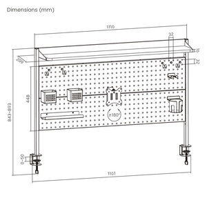 STB31-06 personnalisé acier métal multi-usages Peg <span class=keywords><strong>Board</strong></span> pour la maison bureau Organisation à pince bureau montage panneau perforé étagère organisateur - Product Image 6